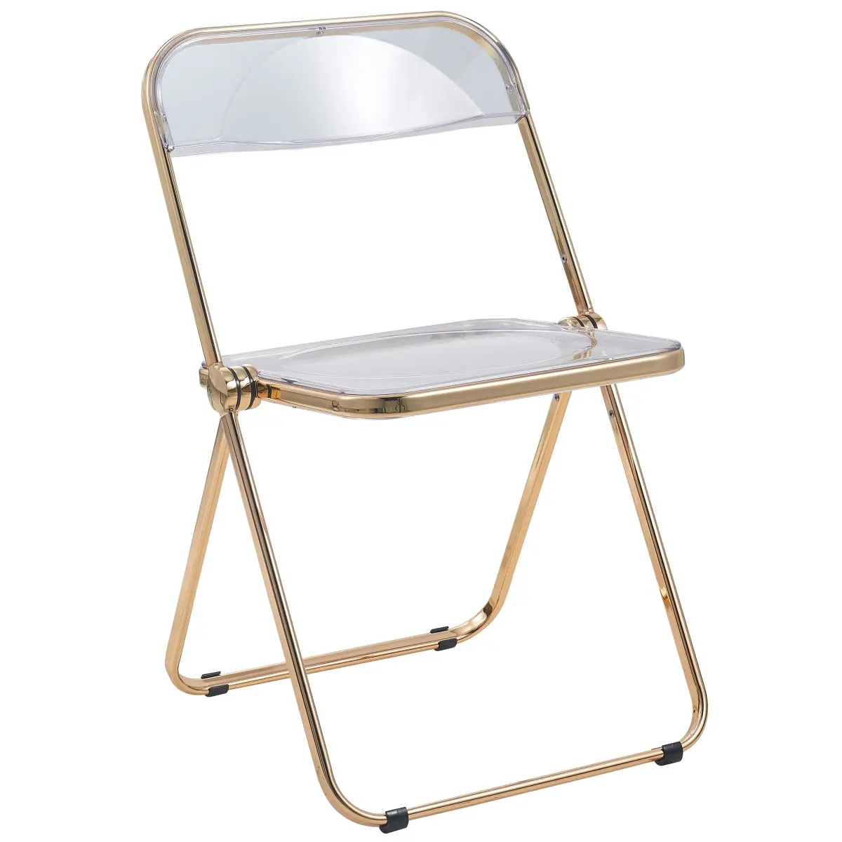 212 MAIN Lawrence Acrylic Folding Chair - Gold Metal Frame, Clear, Acrylic Material, Indoor Furniture Chair, Dining Room Chairs, Indoor Furniture Chairs