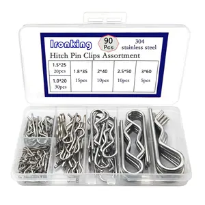 90 count 6 Sizes Stainless Steel Hitch Pin Clip R Clips Retaining Pins Tractor Cotter Pin Hair Pin Assortment Spring Clip Retainer Pins Kit for Hitch Pin Lock System, , Engine Repair