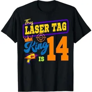 This Laser Tag King is 14 Gaming 14th Birthday Party T-Shirt