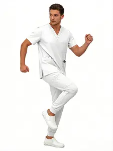 Beauty SPA Uniform Set Stretch Comfortable Short Sleeve Top Pants Caregiver Workwear