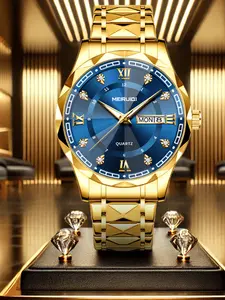 Men's Business Fashion Round Dial Analog Quartz Watch with Calendar, Fashion Watch for Party, Daily Clothing Decor, Trendy All-match & Exquisite Watch for Birthday Gift with Box, Business Fashion Watches