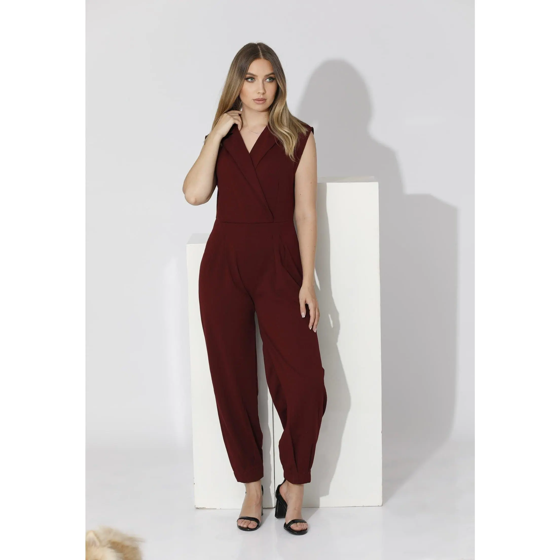 Wrapped Jumpsuit Sleeveless - Maroon