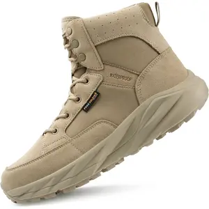 FREE SOLDIER Men's Durable Work Boots 6 Inches Lightweight Waterproof Hiking Boots Suede Leather Tactical Boots