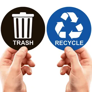 Recycle Stickers for Trash Bins - Perfect Recycling Sticker for Trash Can - 2 Pack - 5" x 5" Decal Logo - Ideal Label Sign for Home or Office Refuse Bin - Suitable for Indoor/Outdoor use