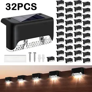 32 Solar Outdoor Garden Lights, Landscape Lighting, Garden LED Solar Lights, Suitable for Outdoor Stairs, Steps, Fences, Yards, Terraces, Fences, Wall, Rail Decorations, Terraces and Pathways (Warm White), Christmas and New Year Decorations