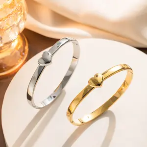 Heart-Crafted Titanium Steel Bracelet |   Hypoallergenic Jewelry for Women, Fade-resistant Minimalist Cuff Luxury