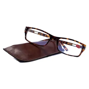 The Hudson, (Premium) Reading Glasses, High End Reading Glass +1.25 to +6 Magnifying (Tortoise Brown) Rectangular Frames. NY Fifth Avenue. Clear Crystal