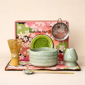 Matcha Whisk Set – 8-Piece Japanese Tea Ceremony Kit with Ceramic Bowl, Bamboo Chasen, Spoon Rest, Scoop, Sifter, Holder & Towel, Authentic Matcha Starter Set for Tea Lovers – Complete Matcha Kit for Beginners, Home & Gift