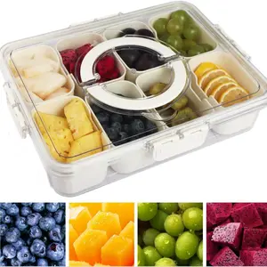 Portable Snack Box with Lid and Handle, Portable Snack Container, Food Tray for Parties, Picnics, Vegetables, Fruits, Nuts, Candy, Entertainment Use