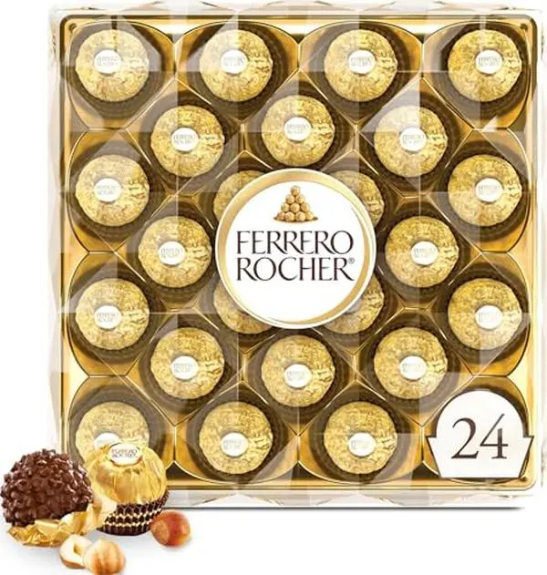 Ferrero Rocher Gourmet Hazelnut Milk Chocolate Gift Box 24 Count 10.6 oz