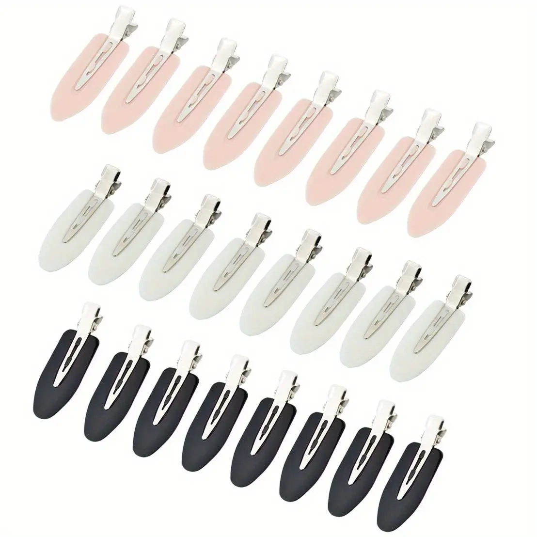 24-Pcs Cute No-Crease Wheat Plastic Composite Hair Clips Set - Salon Fashion Hair Accessories for Curly Wave Styling, Bangs - Black, Pink, White