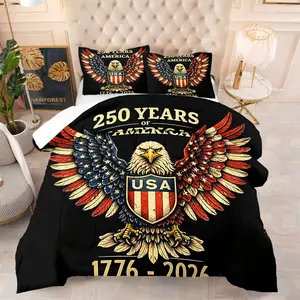 USA 250th Anniversary Patriotic Comforter Set,Independence Day Bald Eagle Bedding Set,Includes 1 Comforter & 1-2 Pillowcases,All-Season Comfort Bedding Set for Bedroom Dorm Guest Room Decor,Perfect 4th of July Holiday Gift