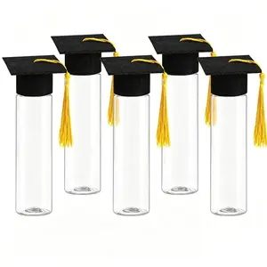 5 Sets 2026 Graduation Party Candy Box Containers with Fringe Stickers, Transparent Plastic Grad Hat Jars, Graduation Decorations, Graduation Gifts