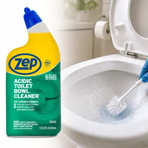 ZEP 32 oz. 946ml Acidic Toilet Bowl Cleaner, Acid Gel Toilet Cleaner, Rust Remover for Toilets, Under Rim Cleaner, Thick Clinging Gel, Urinal Cleaner, Hard Water Stain Remover, Safe for Septic Tanks, Professional Toilet Bowl Cleaner.