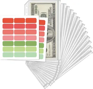 16 count A6 Zippered Binder Envelope Pouches for 6-Ring Budget  System, Clear Inserts for  Saving and Budgeting, With 42 Sticky Labels