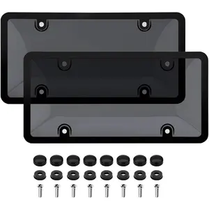 License Plate Holder & Frames, 2 Pack License Plate Protector, ABS Car Front/Rear License Plate Frame with Screws Caps, Fit Any Standard US Plates