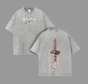 Byakuya Kuchiki - Bleach Anime Double Printed Vintage Washed Tee Unisex Oversize Heavyweight Cotton T-shirt for Anime Fans and Lovers outdoorfun