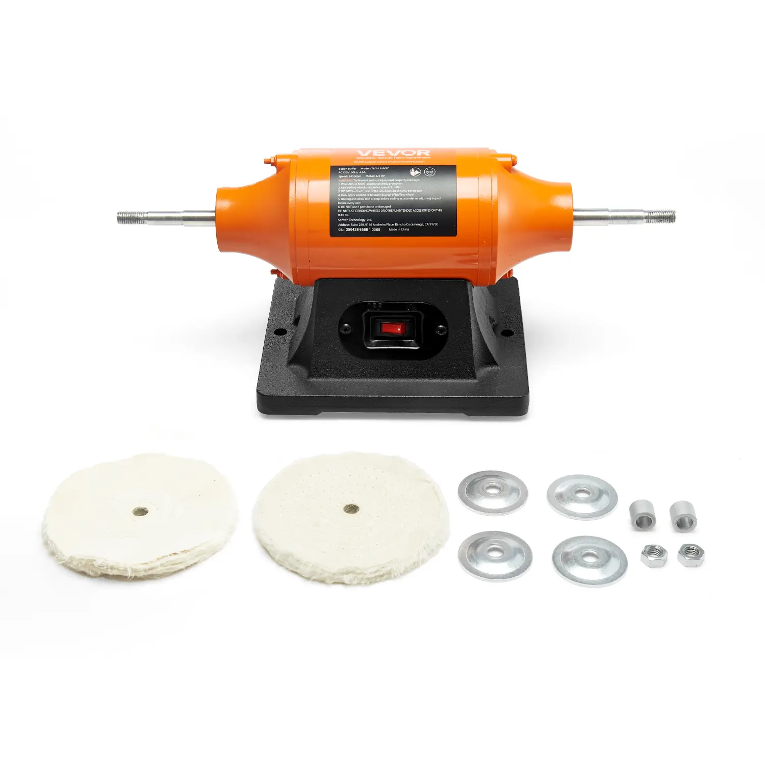 【DealsForYouDays】VEVOR Heavy Duty 1/2HP 6-in Bench Buffer Polisher, 3450 RPM Single Speed Benchtop Power Tool, 2 Cloth Wheels, Cast Iron Base, 17.45 lbs, 17.9x7.68x8.27 in, for Metal Polishing, Ideal for DIY Enthusiasts