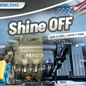 Shine Off Restaurador de plástico y  Goma  Diseñado específicamente para devolver el brillo sin residuos grasosos. Apariencia original.