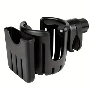 2-in-1 Universal Cup Holder, Stroller Cup Holder, Bicycle Cup Holder, Wide Mouth Design Cup Holder, 360-Degree Rotating Black Bicycle Cup Holder for Electric Scooters, Strollers, Water Bottles, Bubble Tea Cups, Motorcycle Phone Mount, Bike Accessories
