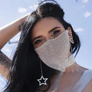 Halloween Christmas Festival Rhinestone Mask, Diamond Triangle Mask, Night Club Mask, Sparkling Jewelry Face Cover, Party Face Masks