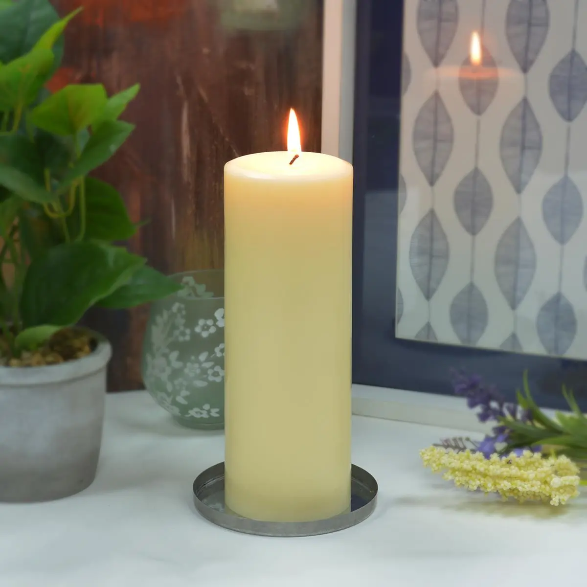Ivory Traditional Paraffin Wax Smoke-Free Pillar Candles (CPZ-180-16) - 3x8 in, 16 Pcs Household Candle, Home Decor Centerpieces, Emergency Light, Pillar Shape