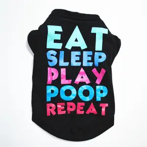 Funny Dog T-Shirt — "Eat Sleep Play Poop Repeat" Breathable Cotton Vest for Dogs