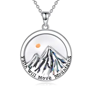 Faith Will Move Mountains Abalone Shell Mountain Pendant Necklace