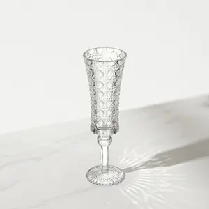 4oz (115ml) Vintage Embossed Wine Glass, Elegant Tall Cup for Champagne & Liquor, Champagne Glasses
