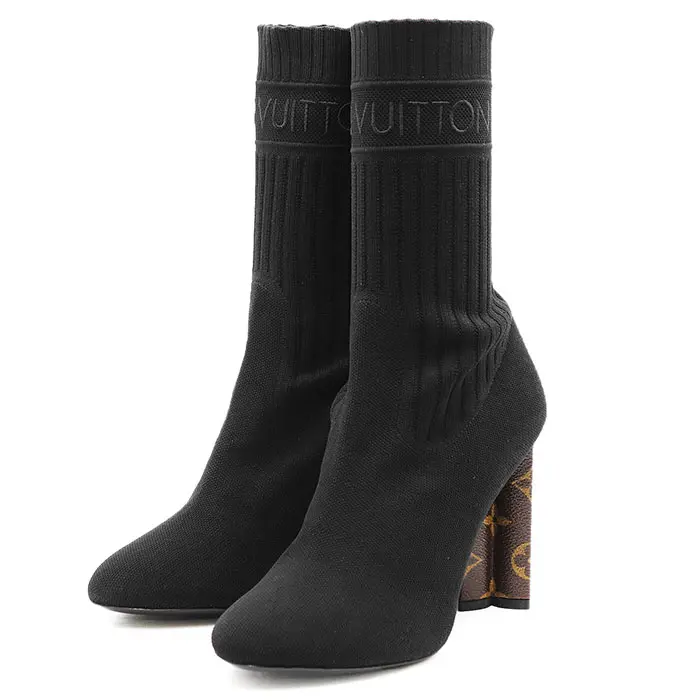 Pre-owned Louis Vuitton Others Small Leather Goods Silhouette Line Knit Ankle Boots