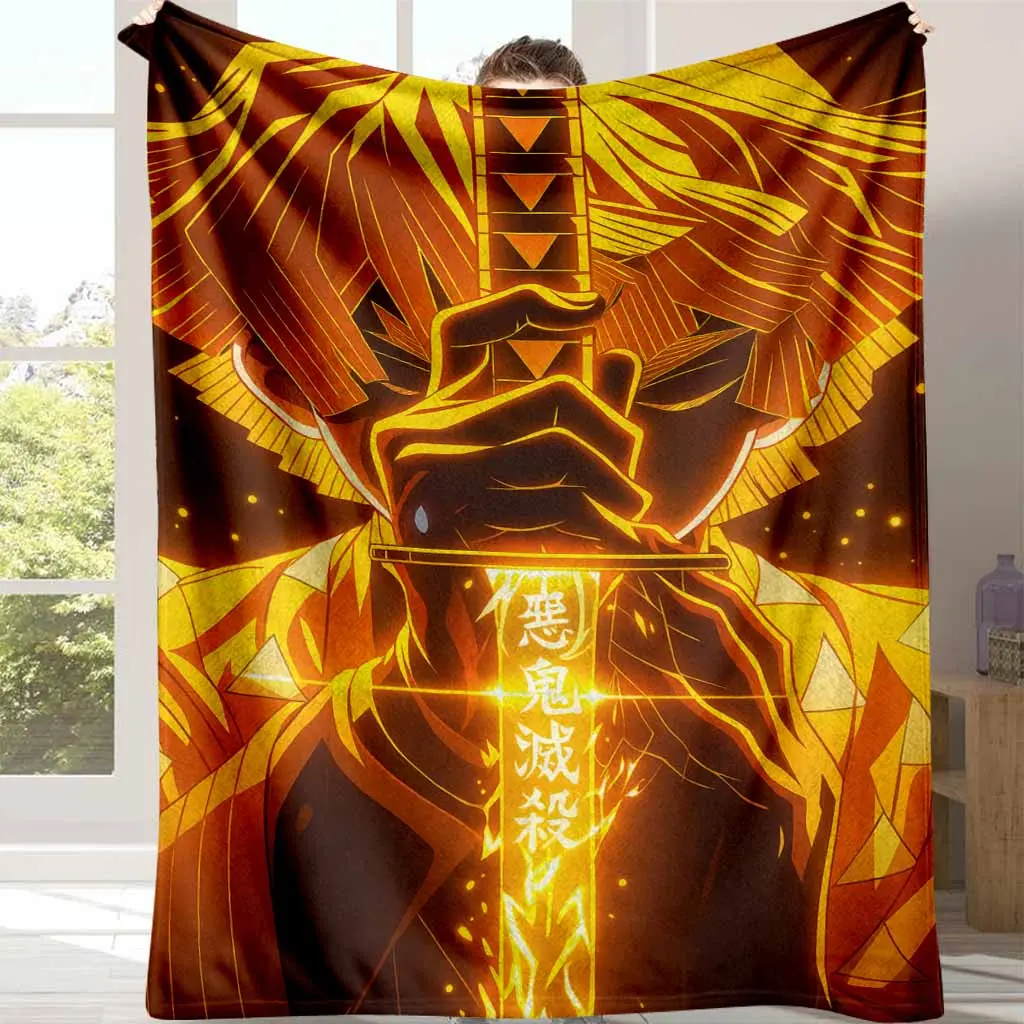 Demon Slayer Flannel Blanket, Zenitsu Sword Anime Manga Print, UltraSoft Warm Cozy, Lightweight, Perfect for Couch Sofa Bed Living Room, Travel, Watching TV, Halloween Decoration Gift, Birthday Present, Thanksgiving Day Relaxation tiktokshopspringglowup