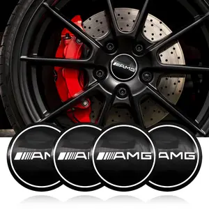 Car Polished Wheel HUB Sticker, Wheel Decal, Center HUB Sticker with Car Logo Badge, Suitable for Amg Models, Automotive Accessories