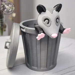 Sensory 3D Animal Figures - Articulated Skunk, Raccoon, Opossum - Desk Decor & Fidget Fun - With Container Options Set Shelf