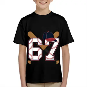 Kid's T-shirt Funny SIX SEVEN 67 gesture robot number character mecha  lightning fun 100% cotton pattern T-shirt for boys and girls  toddler cartoon T-shirt, teen boy clothing gift G-3