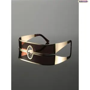 Y2K Cyberpunk Sunglasses for Men, Stainless Steel Frame Polarized Futuristic Streetwear Eyewear, Lightweight Durable Fashion Glasses for Daily Wear, Party & Night Out Outfit