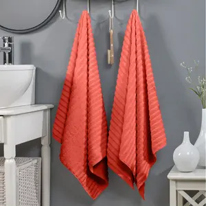 Elegant Comfort 2-Pack Premium Turkish Cotton Corduroy Stripe Bath Towel Set, 27 x 54 inch