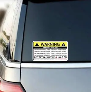 Vehicle Rules Safety Warning Sticker