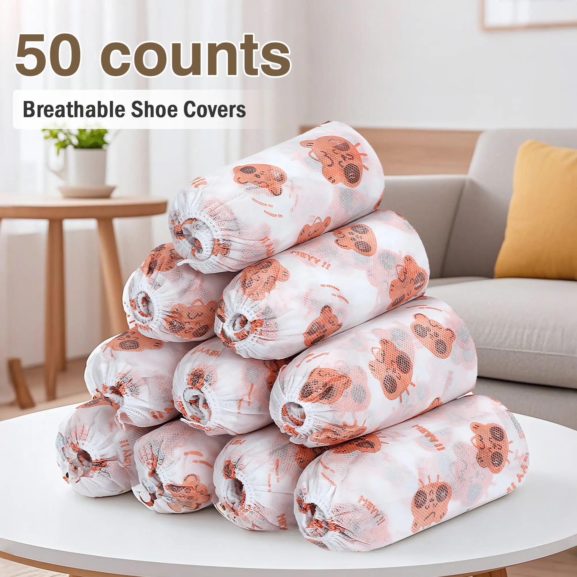50 Counts Shoe Covers Disposable, Small Cute Durable Non Slip Boot Covers, Disposable Design Maintains Environmental Cleanliness