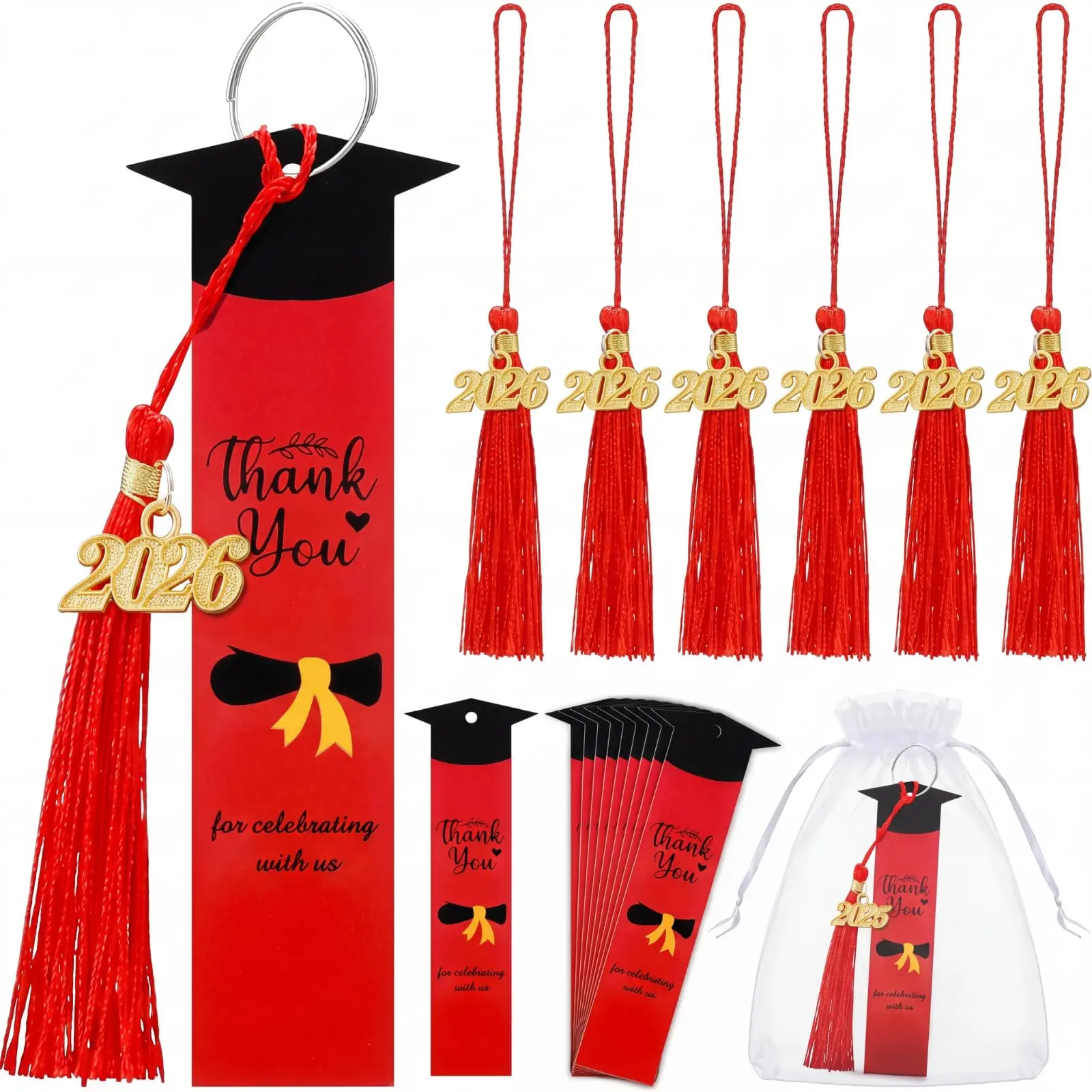 24set Graduation Party Favors for Guests 2026 Graduation Gifts Keychain with Tassel and Goodie Bags Thank You Gift Graduation Favors Thank You Gift for University High School Family Friends, Late Grad Celebration Favors