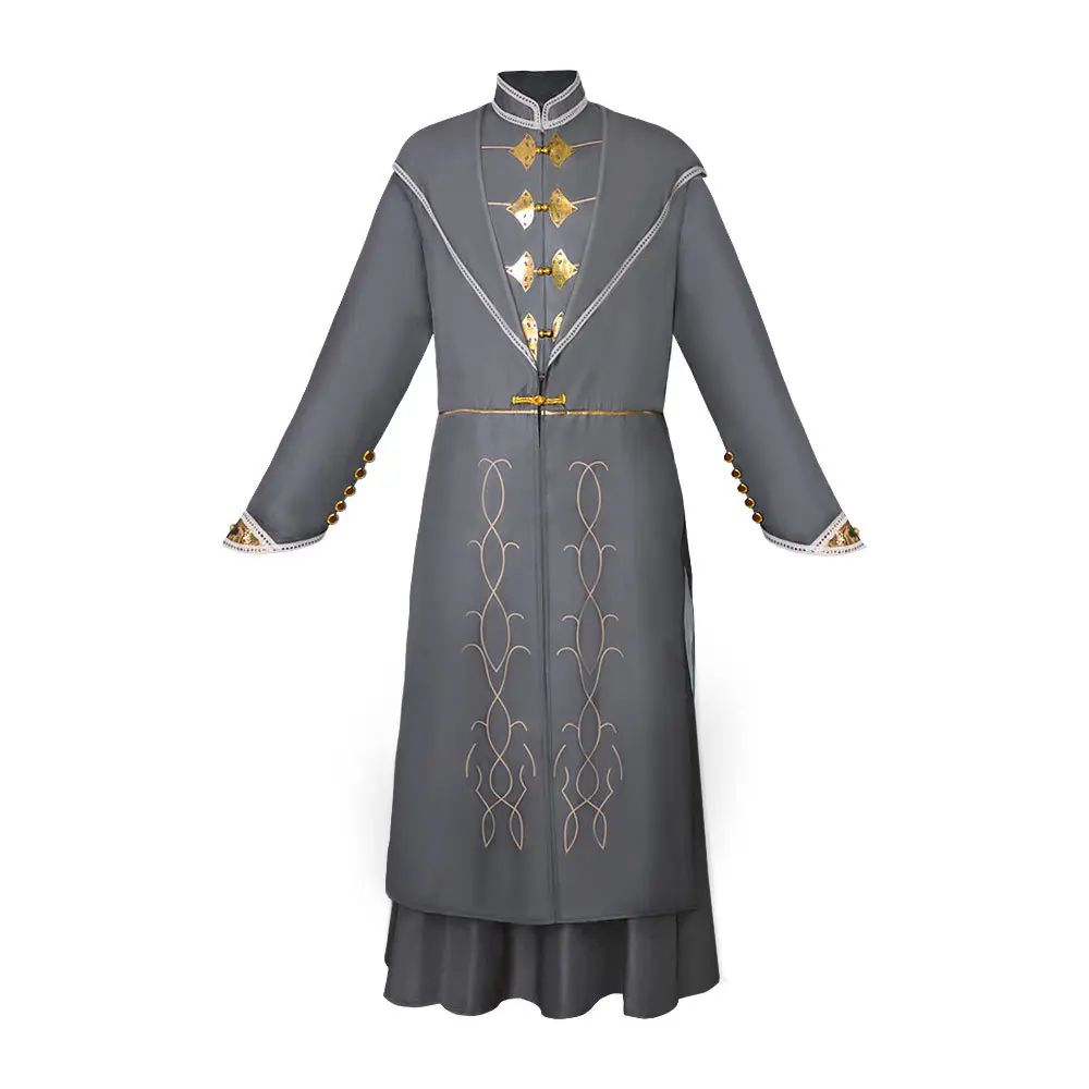 Professor Dumbledore Grey Wizard Robe Costume Set with Hat Scarf for Comic Con Convention