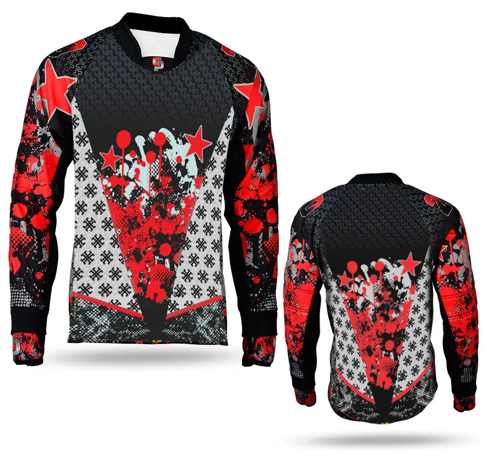 Galaxy High Quality Paintball Long Sleeve Padded Lightweight Jersey Black/Red - 1118