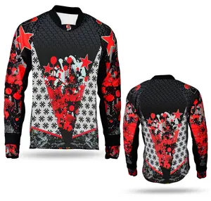 Galaxy High Quality Paintball Long Sleeve Padded Lightweight Jersey Black/Red - 1118