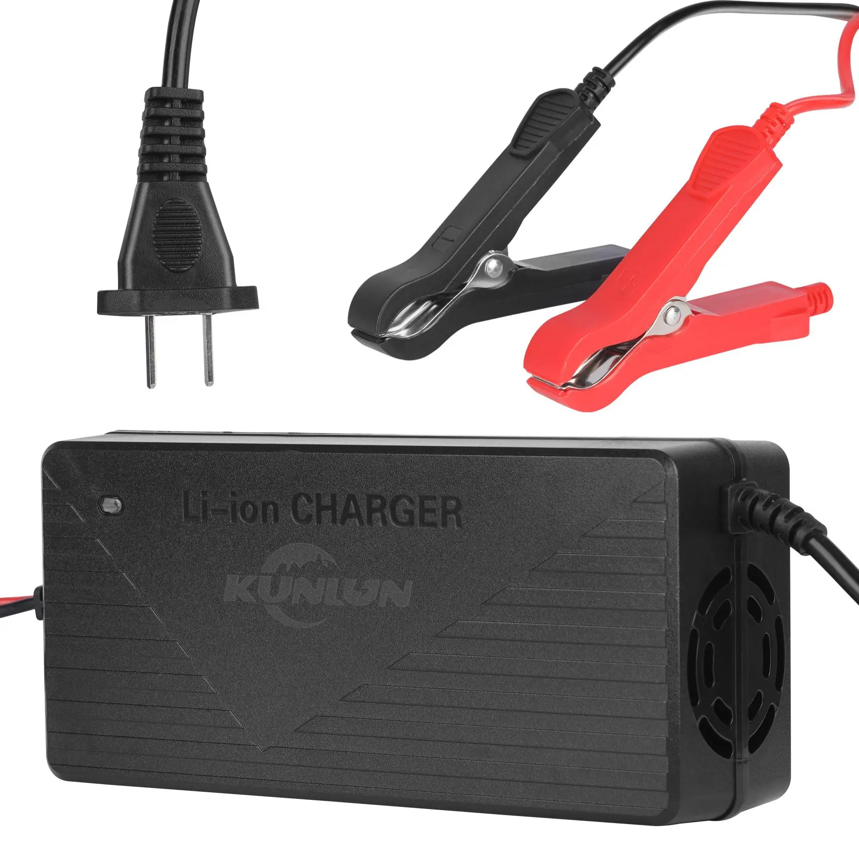 KUNLUN LiFePO4 Battery Charger, 14.6V 20A AC Charger with Cooling Fan & Alligator Clips, Durable Shell, 5 Hours for 100Ah, for 12V Lithium Iron Phosphate Batteries, Automotive Use, Includes 1x User Manual, 20Amps, High Charging Efficiency, Intelligent Vol