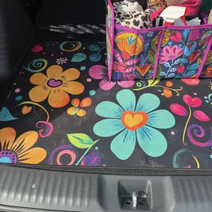 ‌Universal Car Trunk Mat 75x100cm Multicolor Floral All Weather Trunk Protection Cargo Liner Durable Rear Trunk Mat Waterproof Easy Clean Vehicle Interior Accessories Fit Most Car Models SUV Truck Van‌