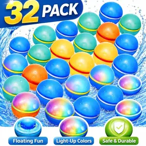 Reusable Magnetic Water Balloons 32 Pack – Summer Cooling Must-Have, Silicone Self-Sealing Splash Balls, Quick Fill, Leak-Proof, Reusable Outdoor Pool & Beach Toy for Kids, Teens & Adults (12/16/24/32/48 Pack)