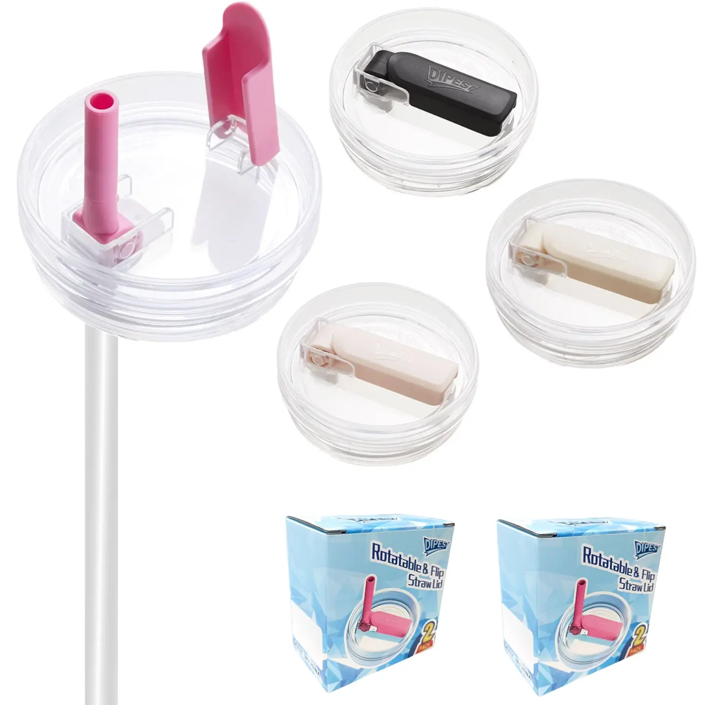 DIPESI 2 pcs 40 oz Tumbler Detachable Flip Straw Lid for Stanley Cup Accessory,Leak Lids Kitchen Essentials Drink Lids，Available in four colors.  #Summervibes