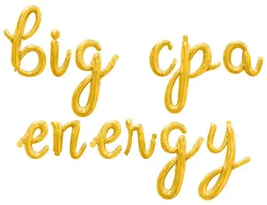 Cursive Script Letter Balloons - BIG CPA ENERGY 16" Inch Alphabet Letters Foil Mylar Balloon Accounting Graduation Party Banner
