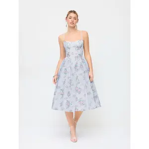 Cider Floral Sweetheart Floral High Rise Flared Midi Dress SwimWeek