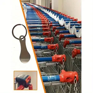 Stainless Steel Grocery Cart Token Keychain Set, Anti-Lost Token Key Ring Pendant, Simple Practical Fun Design, Perfect Gift for Mother's Day or Christmas