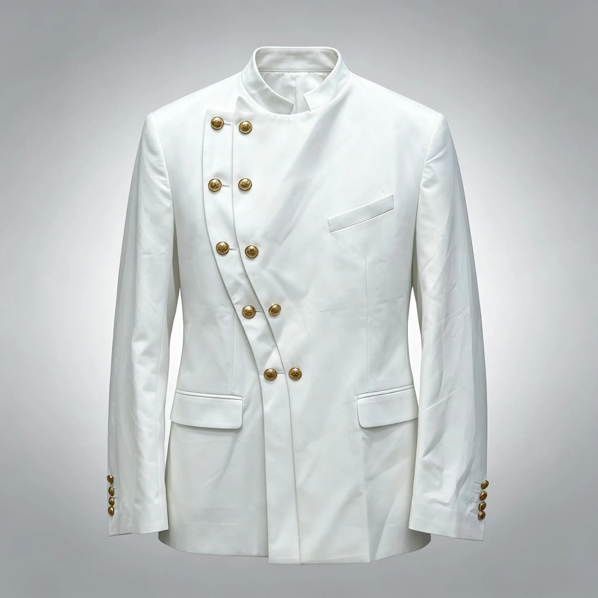 Premium Tactical Military Dress Suit for Men – Mandarin Collar Blazer with Multi-Pocket Detail & Slim-Fit Trousers, Versatile 2-Piece Set for Weddings, Stage Performances, Formal Dinners & Statement-Making Events Festive Jacket